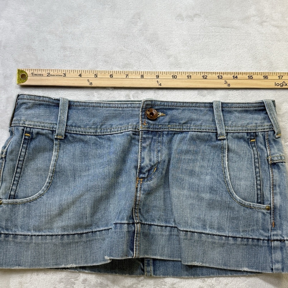 Y2K X2 Denim Micro Mini Skirt Size 6 Light Wash Low Rise Jean Stretch - Picture 7 of 7
